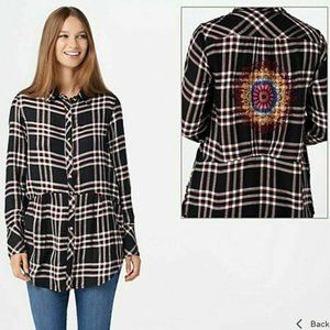 Tolani Collection Amalie Button Front Plaid Tunic